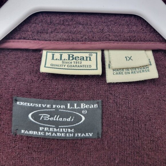 LL Bean Womens Bellandi Wool Jacket Size 1X Italy Pea Coat Eggplant Purple - Picture 11 of 16